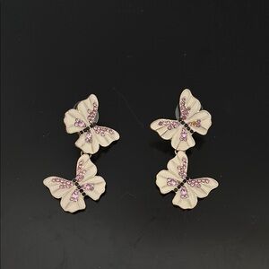 Butterfly Earrings with Pink Accents